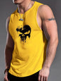Men's Solid Color 3D Skull Print Sleeveless Round Neck Top For Daily Sports and Fitness Fashionable Round Neck Breathable Vest