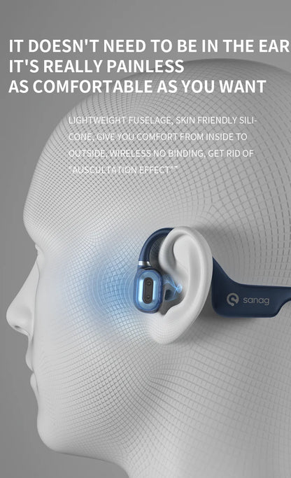 Słuchawki Sanag A5X True Bone Conduction Wireless Sport z otwartą konstrukcją, Bluetooth, dźwiękiem 3D stereo, wybór z wyprzedaży błyskawicznej