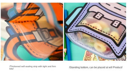 10-50 PCS Cartoon Self-Sealing Snack Bags Schoolbag Shape Biscuit Candy Handbags Children's Day Kids Birthday Gift Packaging Bag