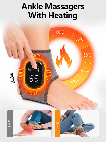 Electric Ankle Massager with Heating and Vibration Wireless Foot Ankle Massager