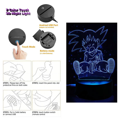 Dragon Ball Z Anime Figures Goku Vegeta Gohan Broly 3D Lamp PVC Action Figures Toys for Children Trunks Buu Super Saiyan Gifts