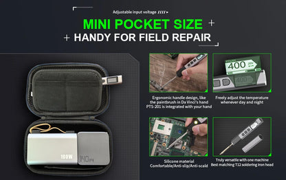 PTS201 PD 100W Soldering Iron Portable Solder Station PID Temperature Control for Electronic DIY Repair