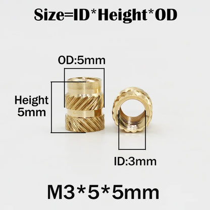 Brass Heat Set Insert Nut Tool Soldering Iron Hot Melt M3 Threaded Inserts Pressed Fit for 3D Printer Plastic Case Insertion Nut
