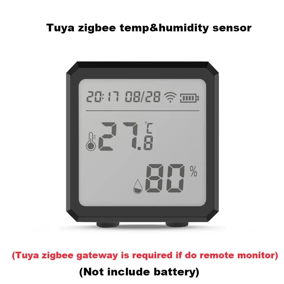 ONENUO Tuya Zigbee Temperature and Humidity Sensor with LCD Screen Digital Display Wireless Thermometer Work with Alexa Google