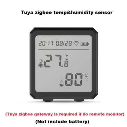 ONENUO Tuya Zigbee Temperature and Humidity Sensor with LCD Screen Digital Display Wireless Thermometer Work with Alexa Google