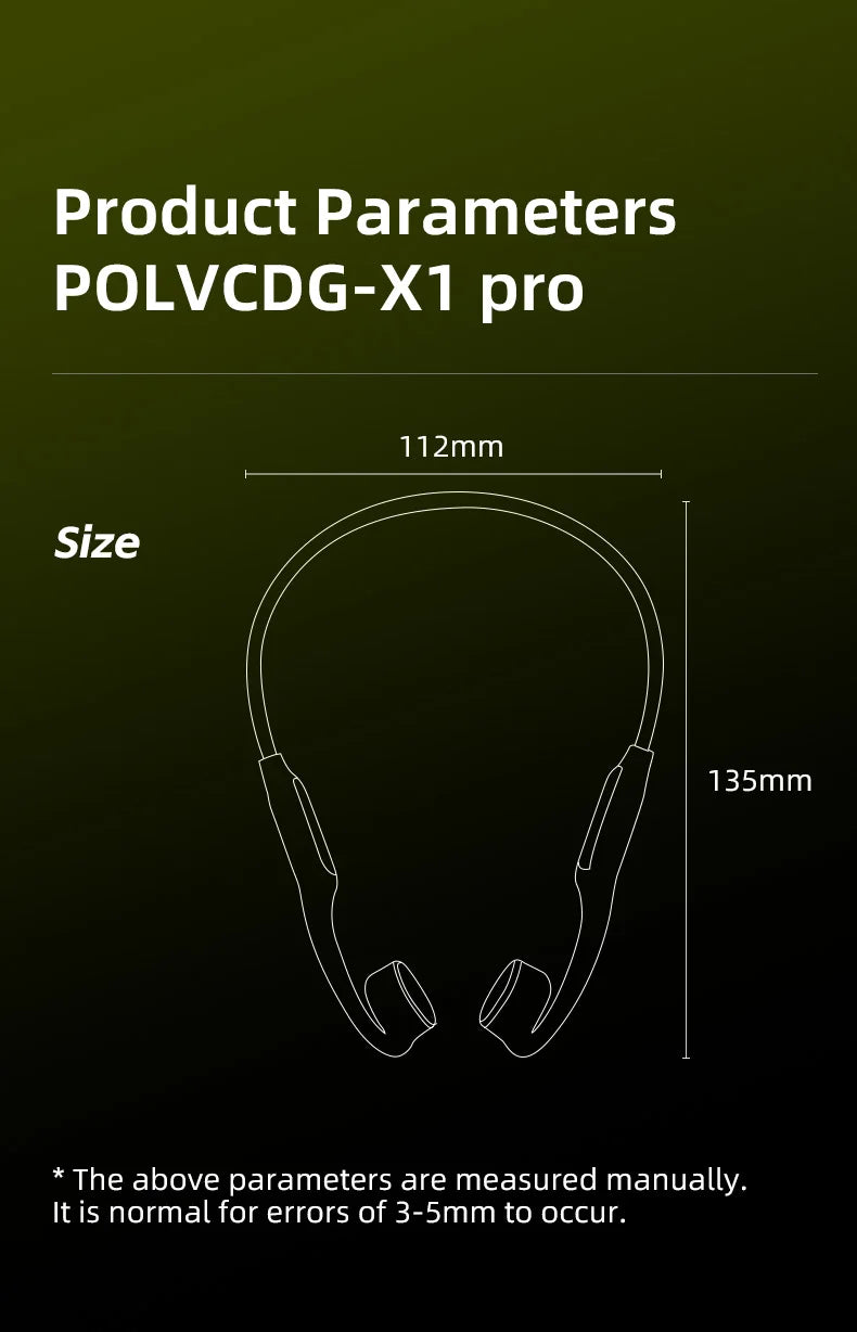 Słuchawki na przewodnictwo kostne POLVCDG X1pro z podświetleniem IPX5 do biegania nocą, z lampką nocną, Bluetooth, słuchawki rowerowe