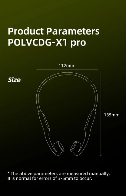 Słuchawki na przewodnictwo kostne POLVCDG X1pro z podświetleniem IPX5 do biegania nocą, z lampką nocną, Bluetooth, słuchawki rowerowe