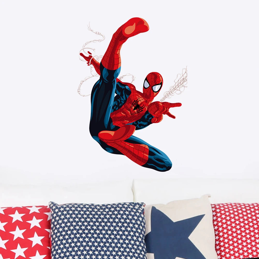 Spiderman 3D Wall Stickers Cartoon Super Heroes Self Adhesive Decorations for Kids Room Home Bedroom Movie Theme Room Decor