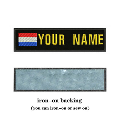 Dutch Flag Netherlands 10X2.5cm Embroidery Custom Name Text Patch Stripes Badge Iron On Or  Patches