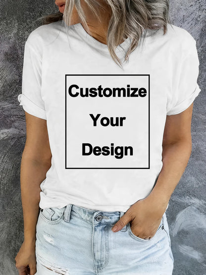 Summer Custom Womens T-Shirts DIY Logo/Graphic Tops Basic Multicolor T Shirt Loose O-Neck Short Sleeve Tees Casual Woman Clothes