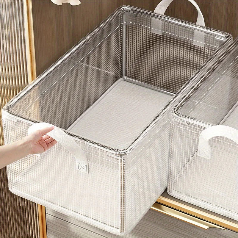 1 Pc Transparent PVC Solid Steel Frame Storage Box,waterproof,underwear Storage Basket,suitable for Home and Dormitory Use