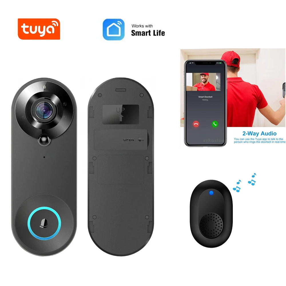 Bezprzewodowa kamera dzwonkowa 1080P WiFi Smart Door Bell Tuya Smart Home Security Detekcja ruchu Night Vision Intercom Dzwonek