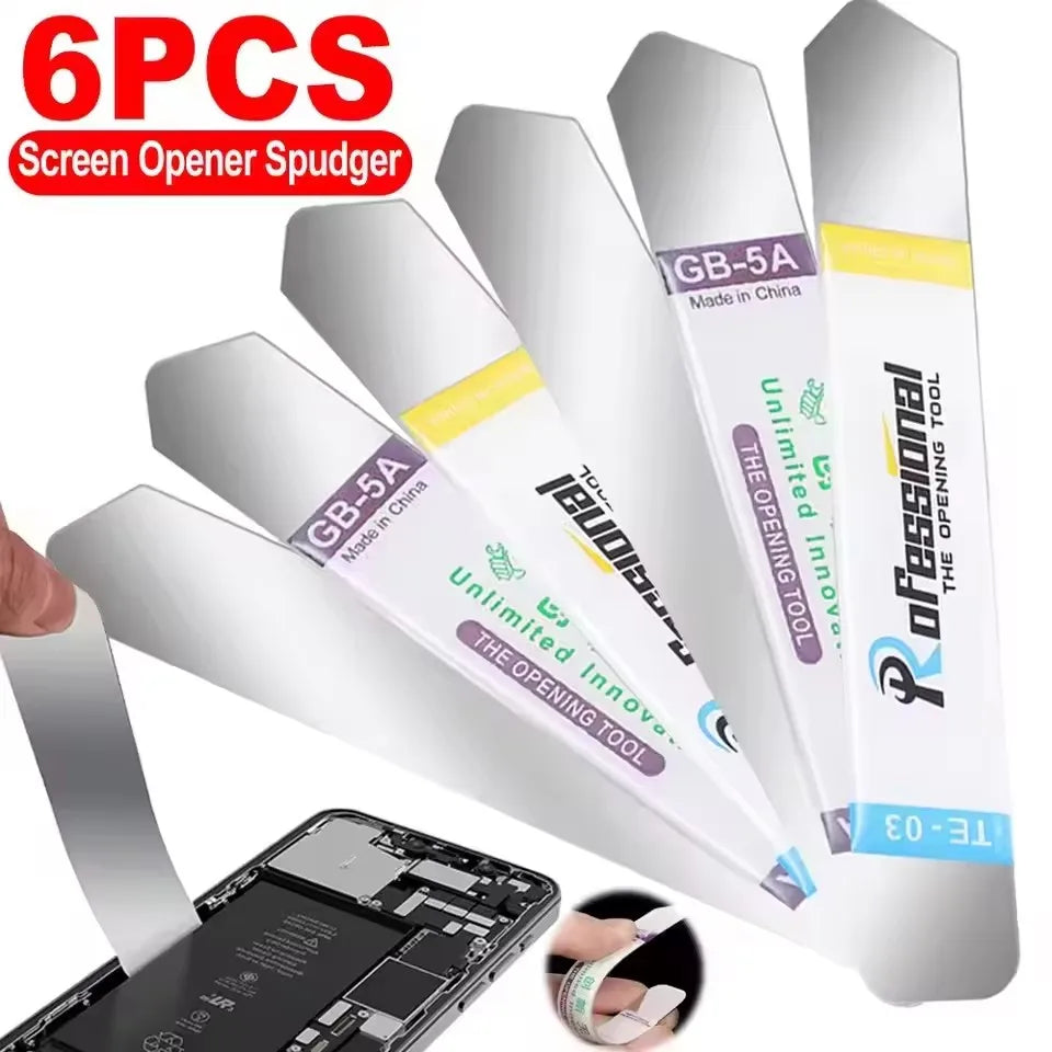 1-6PCS Stainless Steel Blade Soft Thin Pry Spudger Cell Phone Tablet Screen Battery Opening Tools for Samsung iPhone iPad Opener