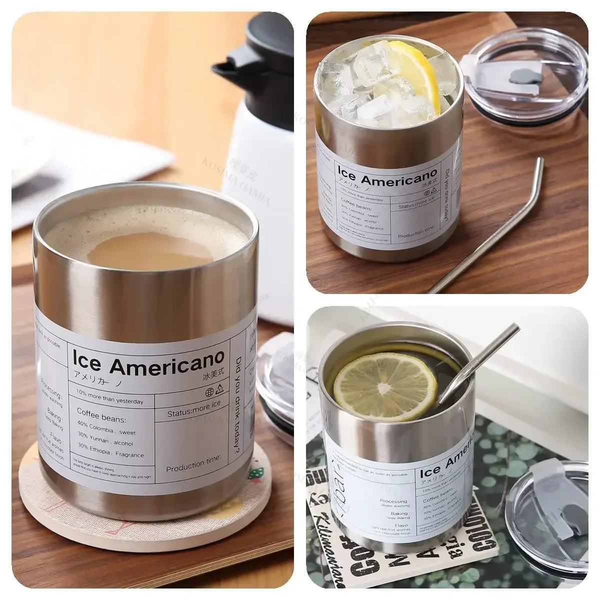 Double Wall Vacuum Insulated Reusable Coffee Tumbler Travel Mug with Straw Hot Cold Leak-proof Dishwasher Safe