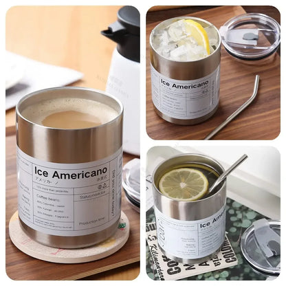 Double Wall Vacuum Insulated Reusable Coffee Tumbler Travel Mug with Straw Hot Cold Leak-proof Dishwasher Safe