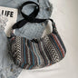 1pcs Crossbody Bags Tribal Style Shoulder Bag Foldable Crossbody Striped Pattern Flag Theme Hand Washable Edge Painted Lining