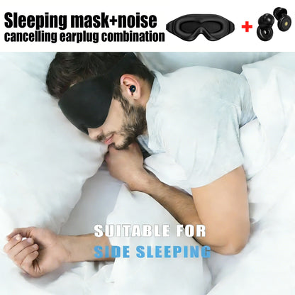 3D Sleep Eye Mask for Sleeping - Insomnia Relief, Light Blocking -  Eye Cover - Adjustable Strap ,With Noise Cancelling Earplugs