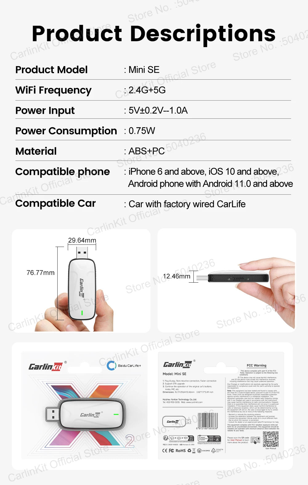 Baidu CarLife CarlinKit Wired To Wireless CarPlay Wireless Android Auto Adapter WiFi Bluetooth Auto Connection 2-In-1 Smart Box
