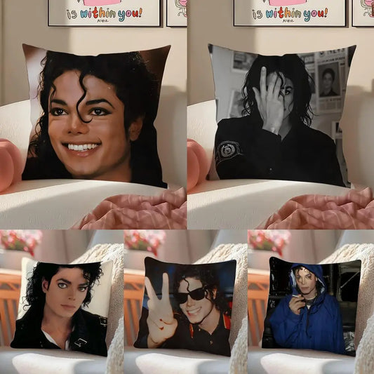 M-Michael J-Jackson Cushion Cover Linen Pillowcase Cover Soft Decor for Sofa Home Room