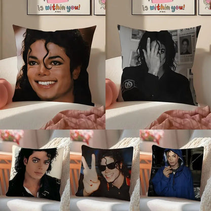 M-Michael J-Jackson Cushion Cover Linen Pillowcase Cover Soft Decor for Sofa Home Room