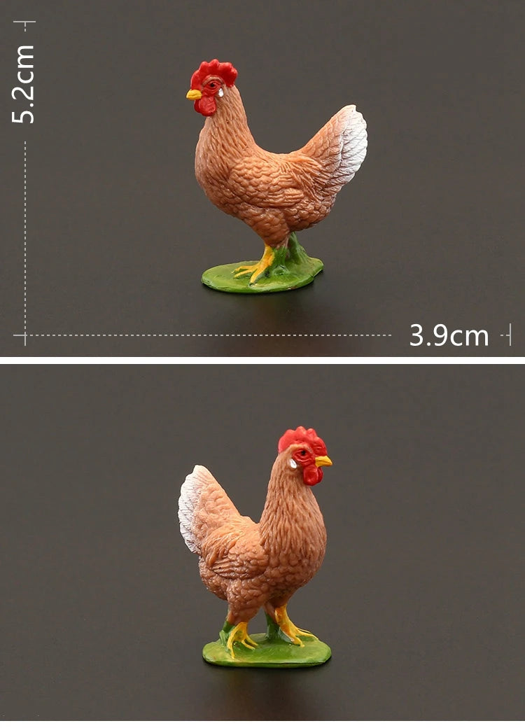 Solid simulation animal model domestic chicken rooster hen chick ornaments home decoration crafts