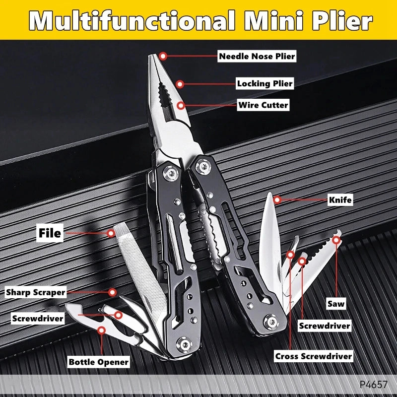 Pocket Mini Pliers Screwdriver Folding Small Multitool Opener Nail File Precision Pliers Hand Tools Outdoor Emergency Tool