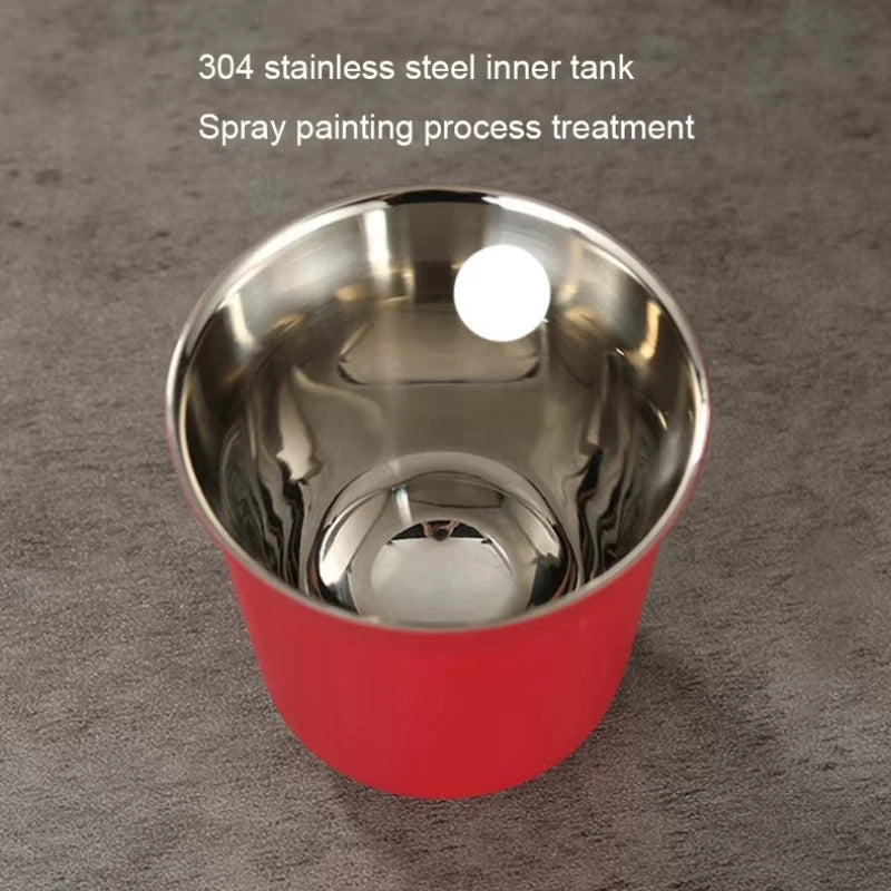80ml New Simple Flat Bottom Cup Stainless Steel Double-layer Inner Tank Capsule Coffee Cup High-grade Solid Color Water Cup