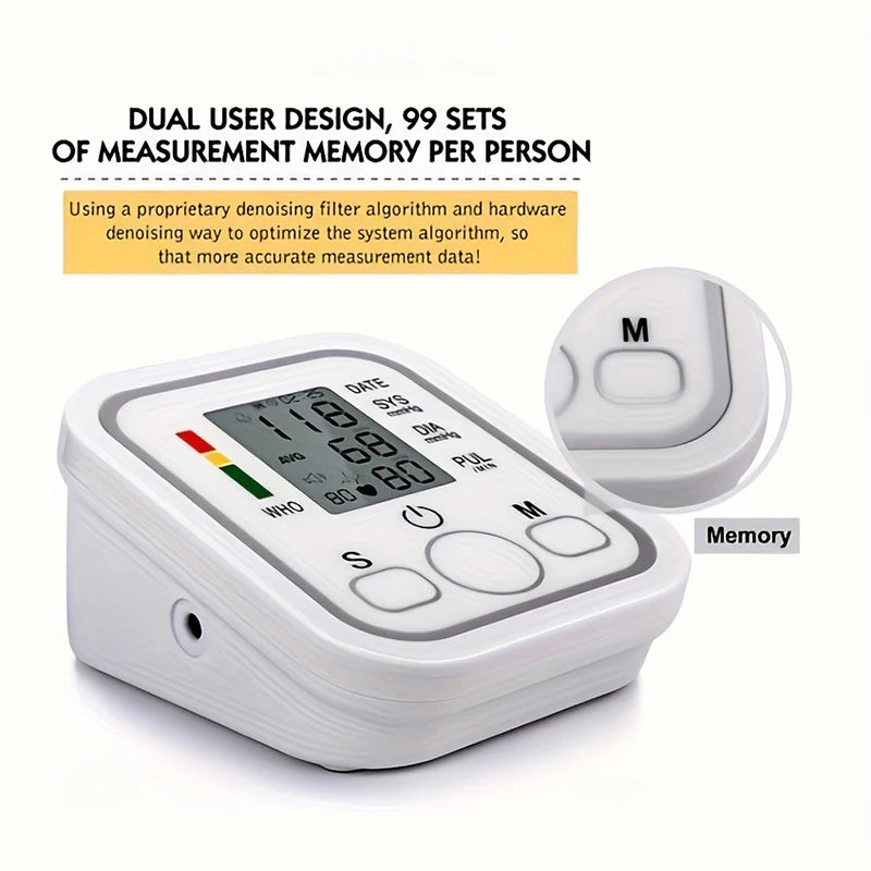 Professional Medical Portable Arm Blood Pressure Monitor Automatic Tonometer Digital Tensiometer Heart Rate Monitor Home Devices