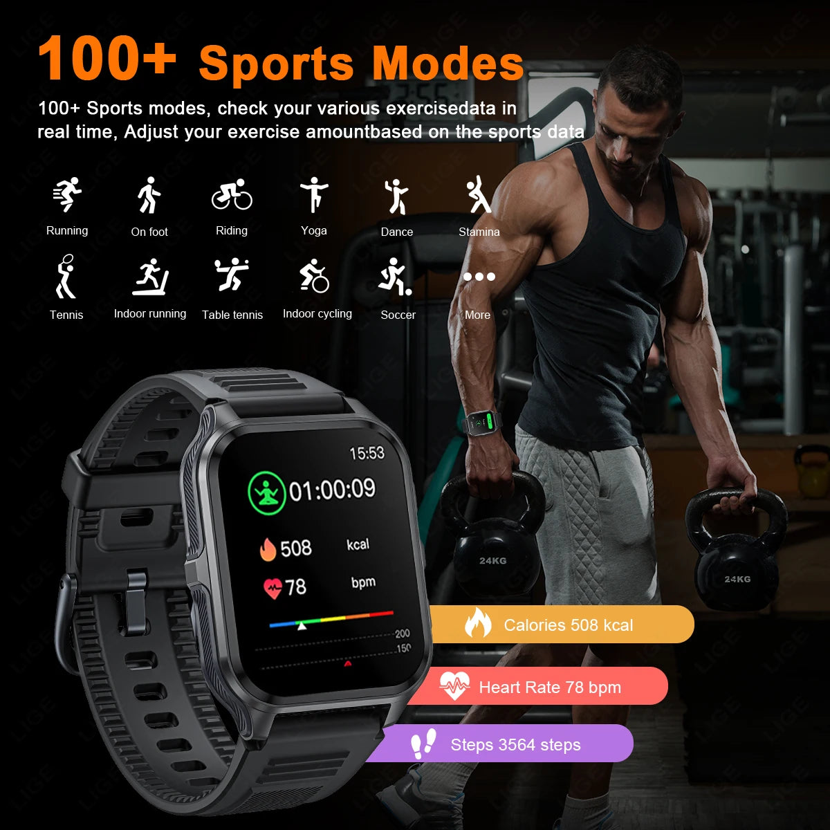 2026 Męski Zewnętrzny Smartwatch Monitor Zdrowia Wojskowy Bezprzewodowe Połączenia Fitness Wodoodporny Sportowy Smartwatch Na Telefony IOS Android