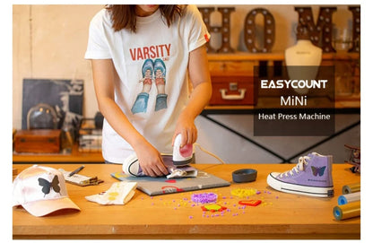 2023 New Portable Mini Iron Heat Press Machine Short Sleeve DIY Label Hot Stamping Machine T-Shirt Printing Easy Heating Transfe