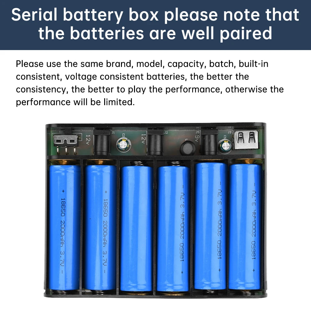5V9V12V Output Power Bank Box for Cellphone Power Storage Case Tablet Modem 6 x 18650 Battery UPS Uninterrupted Power Supply New