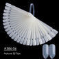 50pcs False Nail Display Tips Clear Nature Color Chart Oval Fan Style UV Gel Polish Swatch Shows Palette Practice Manicure Tools