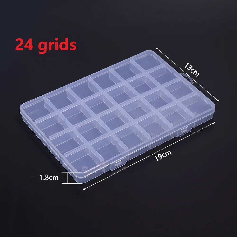 Practical 24/28 Grid Compartment Plastic Transparent Storage Box Earring Bead Screw Holder Case Display Home Organizer Container