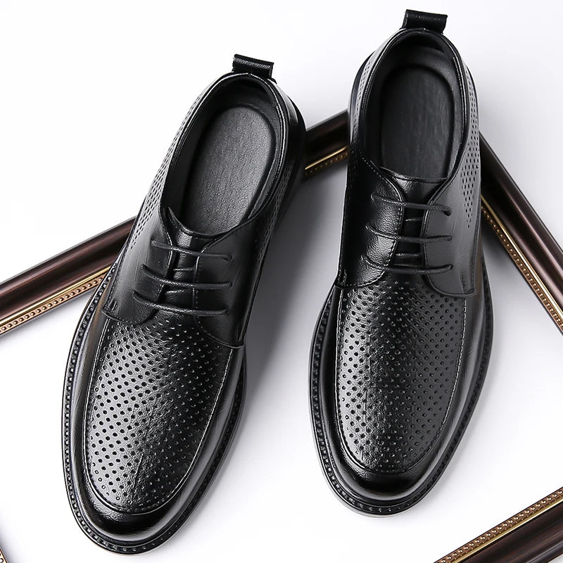 2026 Summer Hollow Out Breathable Deodorant Genuine Leather Business Dress Shoes British Style High-end Formal Shoes Hot Sale