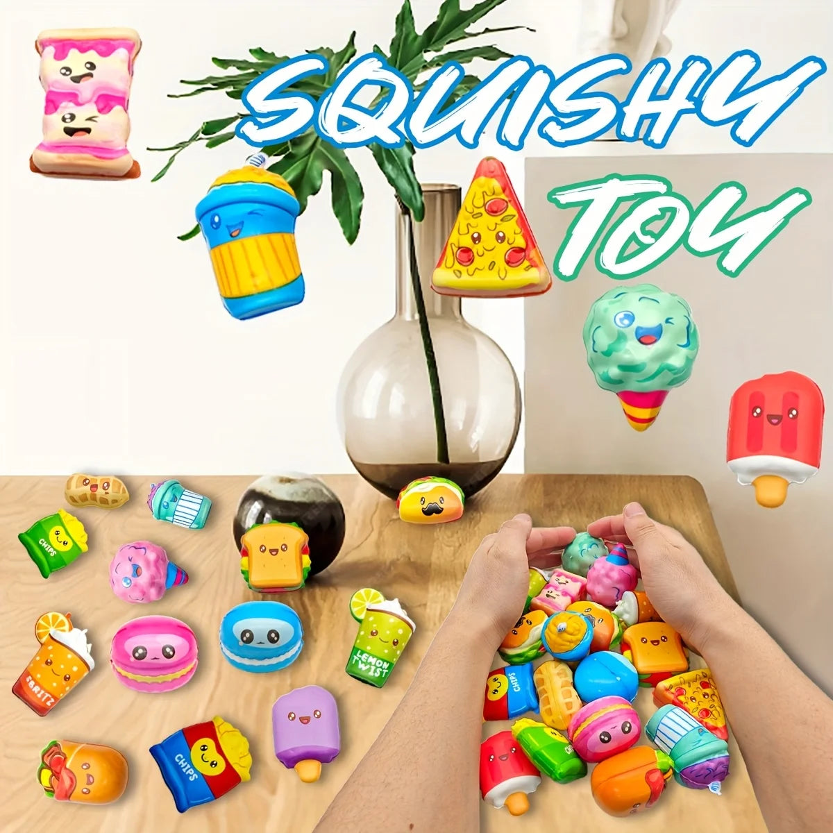 12pcs Mini Squeeze Toys, School and Birthday Gift Pack with Various Food &Fries Slow-Rising Squishy Toys,Random Styles Christmas