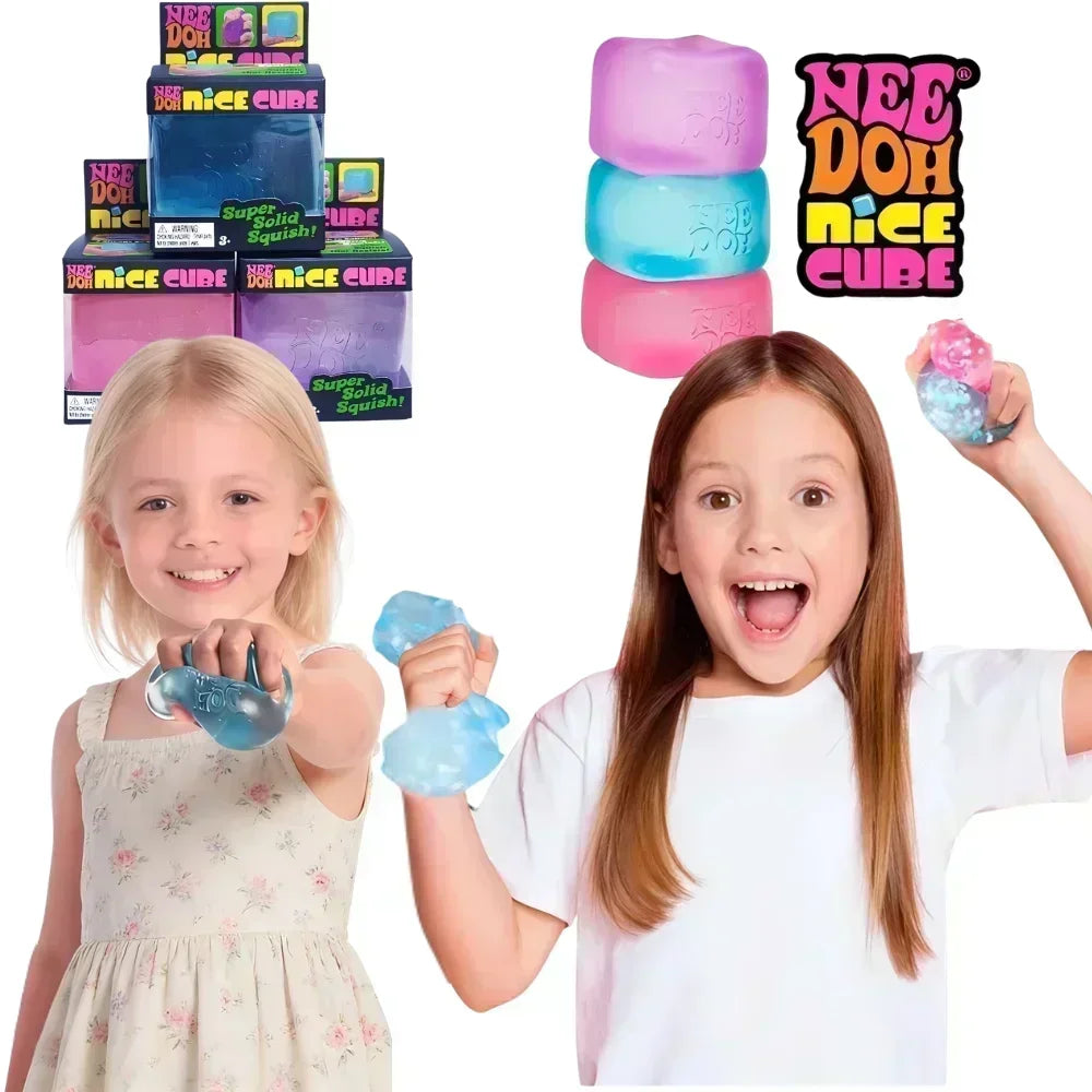 Trending Needoh Nice Ice Baby Fidget Cube 4 Pack Super Solid Squish Sensory Toys Non-toxic Squeeze Toys for ADHD and Autism Gift