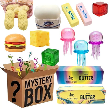 100+ Mystery Fidget Toy Blind Box ,Simulated Food,Antistress Foot Squishy Toy, Squeeze Toy, Mochi Squishy, Stress Reliever Toys