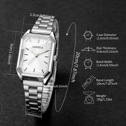 Fashion Rectangle Women Watches Simple Analog Quartz Wristwatch for Girls Clock Gift Reloj Mujer（Without Box）