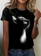 2025 New 3D Cat Print Ladies Urban Street Fashion T-shirt Animal Lover T-shirt Summer Everyday Casual Ladies Short Sleeve Top