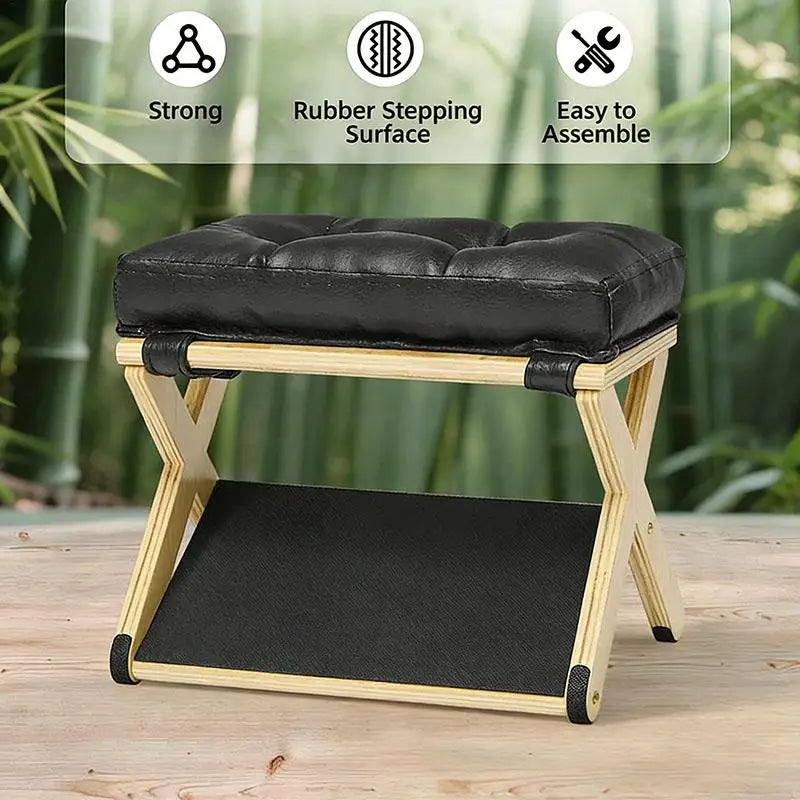 Desk Foot Stool Wooden Double-Layer Non-Slip Ergonomic Leg Rest Office Desk Footrest for Home Dorm Office Apartment Study