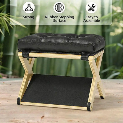 Desk Foot Stool Wooden Double-Layer Non-Slip Ergonomic Leg Rest Office Desk Footrest for Home Dorm Office Apartment Study