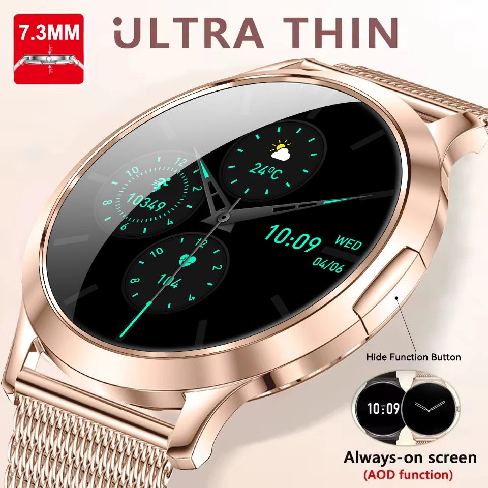 Nowy Smartwatch dla Kobiet 1.32 Cala AMOLED HD Ekran Sportowy Fitness Wodoodporny Zegarek Połączenia Bluetooth Cyfrowy Smartwatch Damski