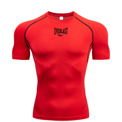 Men's Everlast Tight Short Sleeved T-Shirt for Gym Boxing and Running, Fast Drying and Slim Fit Sports Top