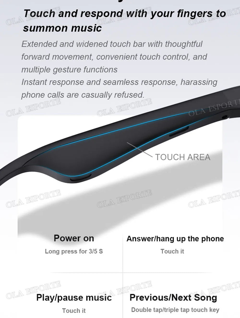 New Camera Control Smart Glasses Music Sunglasses Headphones Wireless Bluetooth Call Headset HIFI Audio glasses For Android HT30