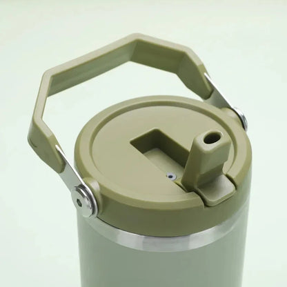 20/30oz Vacuum Insulated Tumbler with Lid: Stainless Steel Portable Cup with Dazzling Tote Handle for Hot & Cold Drinks