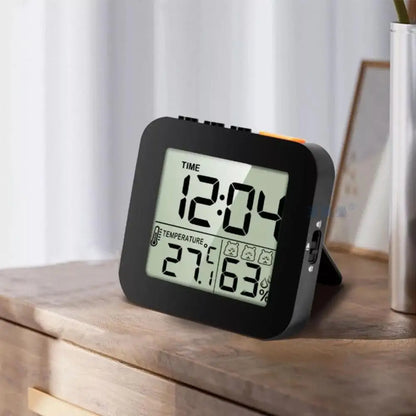 LCD Digital Alarm Clock Waterproof Bathroom Shower Timer For Cooking Shower Timer Temperature Humidity Display Hanger