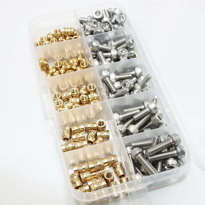 Heat Set Insert Nut Press Tool Brass Soldering Iron Tip Thread Injection Embedded Nuts and Stainless Steel Hex Socket Screw Kit