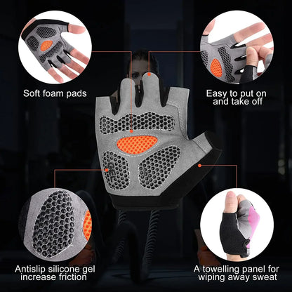 Gym Gloves Women Men Weightlifting Dumbbell Fitness Sport Training Exercise Gloves Non Slip Breathable Fingerless Cycling Gloves