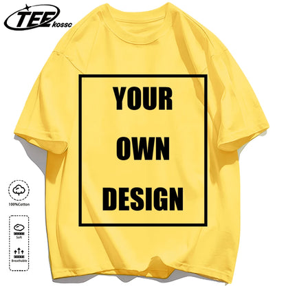 Men's Personalized T-shirt 100%Cotton Tee Custom Shirt Make Your Design Logo Text Men Women Design Your Gift Couple Tshirt