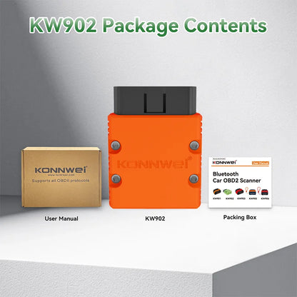 2026 KONNWEI KW902 Elm327 V1.5 OBD2 Bluetooth Car Diagnostic Scanner Mini obd Code Reader for Android/IOS Off Check Engine Light